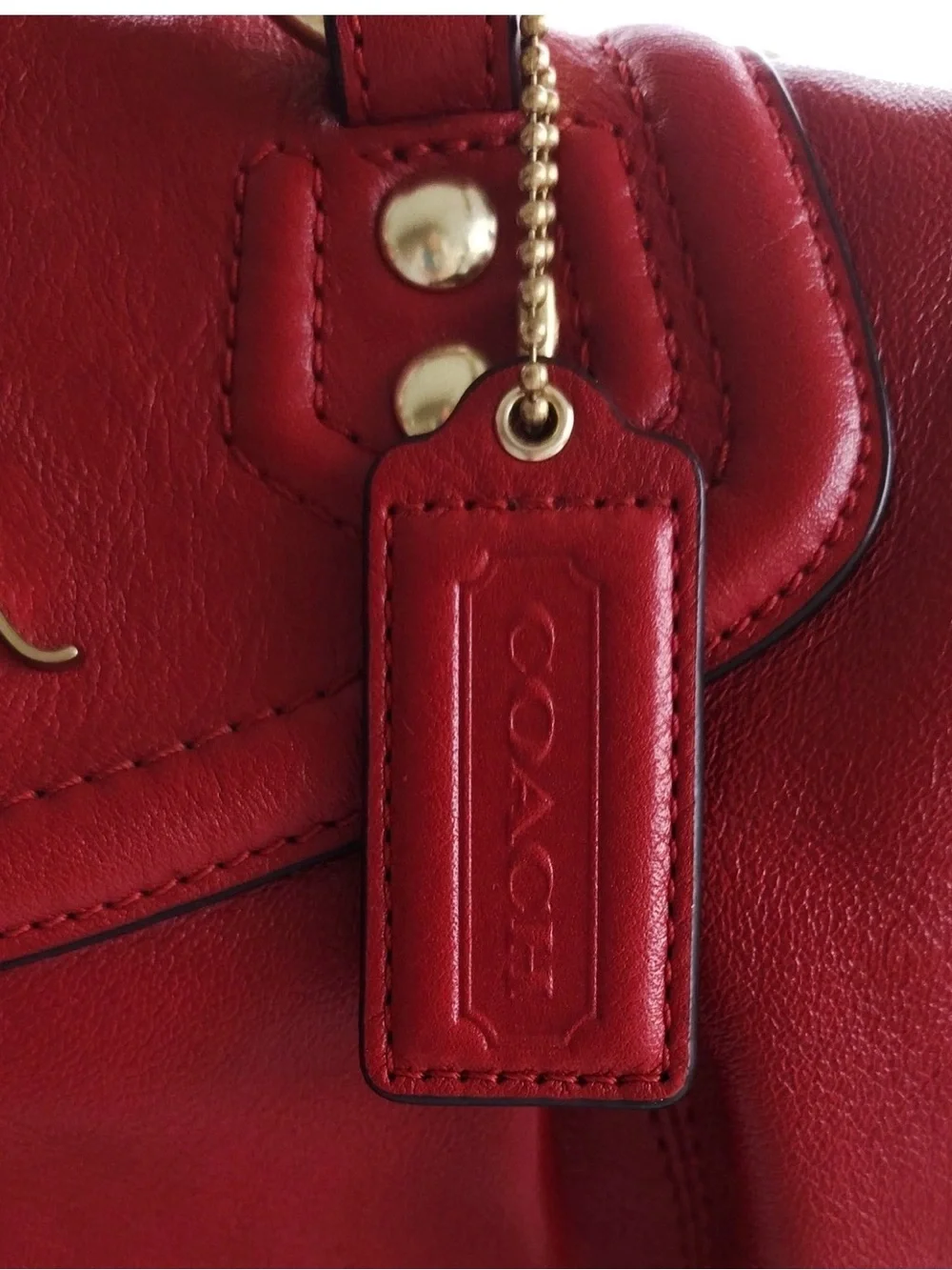 Coach F19247 red Ashley leather satchel handbag purse medium w/strap w/dust bag